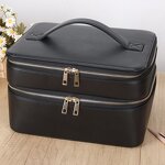 Leather Cosmetic Pouch Supplier - Hot Selling Flip Black Cowhide Full Grain Travel