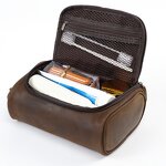 Leather Toiletry Bag Supplier - Top Layer Genuine Lipstick Cosmetic Traveling