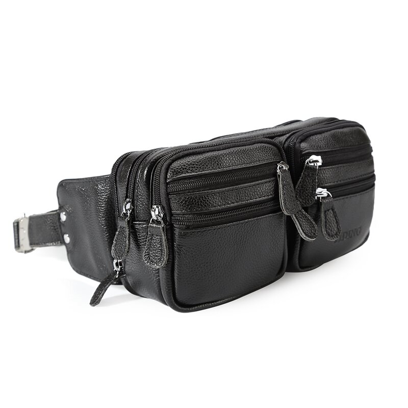 Leather Fanny Pack Supplier - ODM OEM Custom Logo Design Style High Quality Black