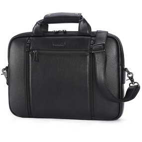Leather Laptop Briefcase Supplier - Wholesale Large Black Capacity Genuine Business