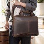 Leather Laptop Briefcase Manufacturer - Men Genuine Computer 15.6 Inches Full Grain