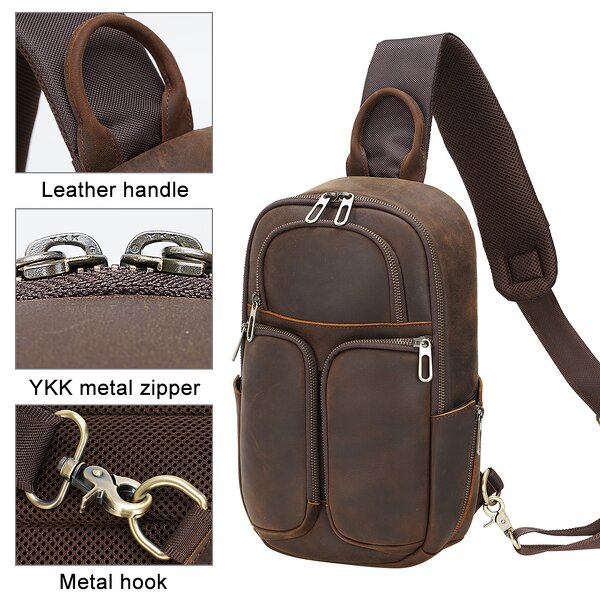 Leather Single Shoulder Bag Supplier - Wholesale Factory Supply Durable Crazy Horse