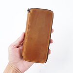 Leather Pencil Case Supplier - Colorful Crazy Horse School Zipper Full Grain