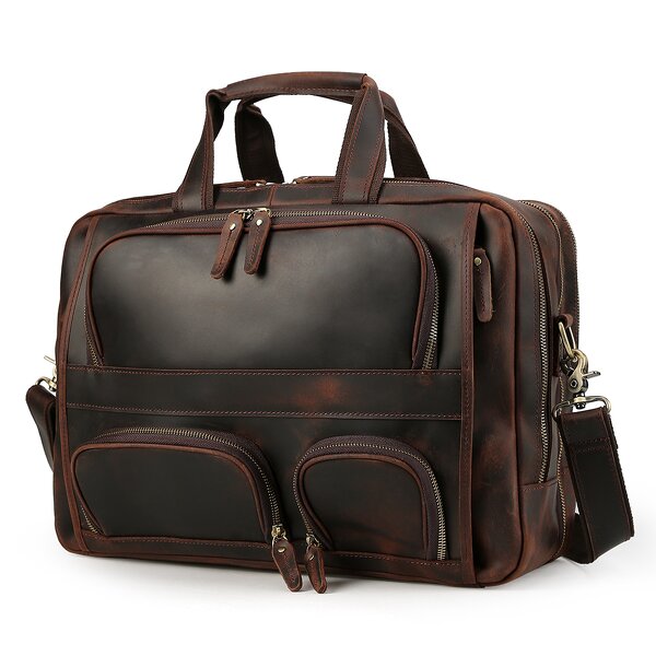 Leather Messenger Briefcase Manufacturer - Customize Logo Hot Sale Vintage Crazy Horse