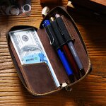 Leather Pencil Case Supplier - Colorful Crazy Horse School Zipper Full Grain