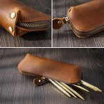Leather Pen Case Manufacturer - Crazy Horse Pen Holder Pouch Carving Genuine