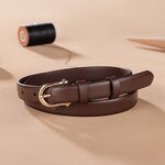 Leather Ladies Belt Supplier - 1.9CM Width Fashion Design Brown Black Full Grain