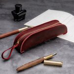 Leather Pen Pouch Supplier - TIDING Custom Logo Luxury Vintage Crazy Horse Zipper