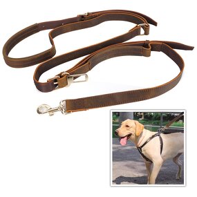 Leather Pet Harness Supplier - Genuine Real Leather Walk the Dog Hunting Golden