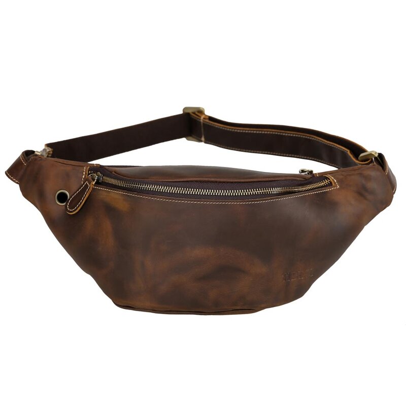 Leather Bum Bag Supplier - Wholesale Vintage Design Dark Brown Real Running