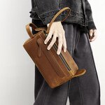 Leather Cosmetic Bag Supplier - Genuine Travel Toiletry Large Capacity Makeup