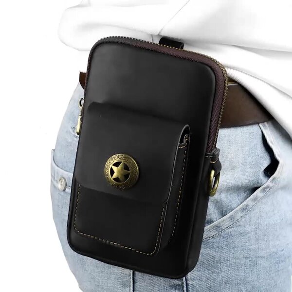 Leather Waist Bag Supplier - Retro Style Crazy Horse Handcrafted Genuine