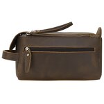 Leather Dopp Bag Manufacturer - New Arrival Double Zip Crazy Horse Bathroom