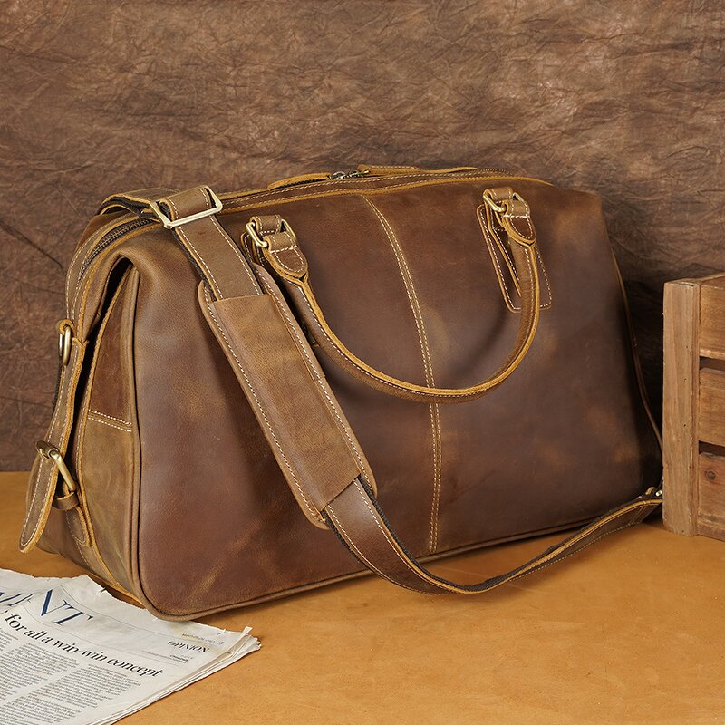 Leather Duffel Bag Supplier - Big Volumes Crazy Vintage Crazy Horse for Men Retro