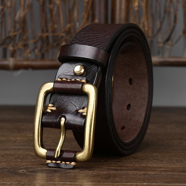 Leather Belts Supplier - Vintage Business Belt for Men 3.8cm Genuine Full Grain