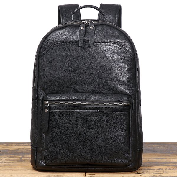 Leather Backpack Manufacturer - New Arrival Black Full Grain Cow Real Laptop