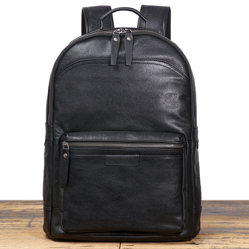 Leather Backpack Manufacturer - New Arrival Black Full Grain Cow Real Laptop