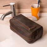 Leather Cosmetic Toiletry Bag Manufacturer - Factory Supply Crazy Horse Full Grain