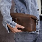 Leather Washing Bag Manufacturer - OEM ODM Custom Logo Handmade Real Cow