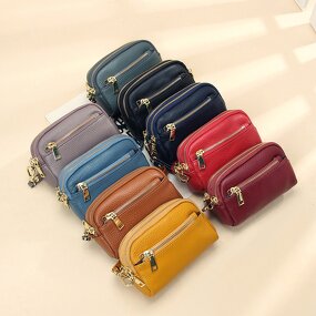 Leather Purse Supplier - Drop Shipping Genuine Full Grain Zipper Wallet Lady