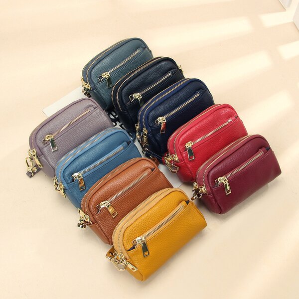Leather Purse Supplier - Drop Shipping Genuine Full Grain Zipper Wallet Lady