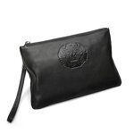Leather Clutch Handbag Manufacturer - Custom Logo Black Full Grain Real Genuine