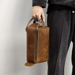 Leather Cosmetic Bag Supplier - Genuine Travel Toiletry Large Capacity Makeup