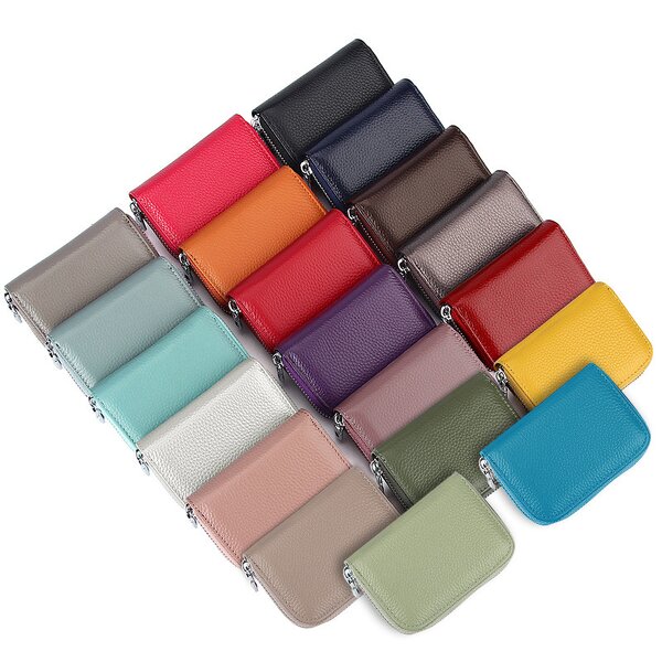 Leather Coin Purse Manufacturer - Multicolor Genuine Women Full Grain Zipper