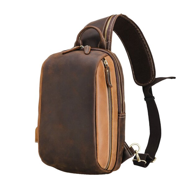 Leather Crossbody Sling Bag Supplier - Wholesale Custom Vintage Design USB Charging