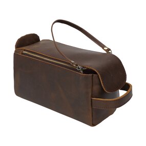 Leather Bathroom Wash Bag Supplier - TIDING ODM Custom Genuine Cosmetic Toiletry