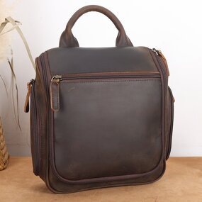 Leather Toiletry Bag Manufacturer - New Design Top Full Grain Men Wash Bag for