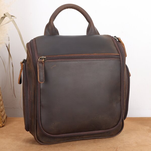 Leather Toiletry Bag Manufacturer - New Design Top Full Grain Men Wash Bag for