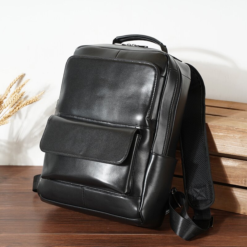 Leather Backpack Supplier - Wholesale Fashion Style Black Full Grain Laptop