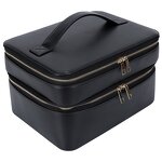 Leather Cosmetic Pouch Supplier - Hot Selling Flip Black Cowhide Full Grain Travel