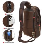 Leather Sling Chest Bag Manufacturer - TIDING Vintage Style Men Full Grain Genuine