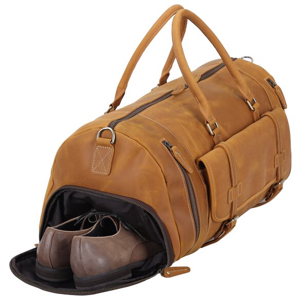 Leather Travel Duffel Manufacturer - TIDING Brown Custom Mens Full Grain Genuine