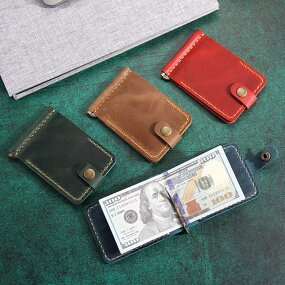 Leather Cardholder Wallet Manufacturer - Multicolor Cowhide Slim Full Grain with Clip