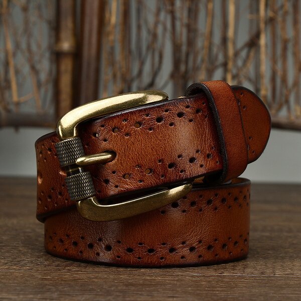 Leather Waist Belts Supplier - Hot Selling Vintage Business Man 3.8cm Wide Genuine