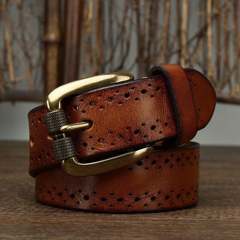 Leather Waist Belts Supplier - Hot Selling Vintage Business Man 3.8cm Wide Genuine