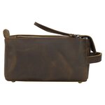 Leather Dopp Bag Manufacturer - New Arrival Double Zip Crazy Horse Bathroom