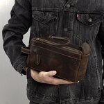 Leather Cosmetic Bag Supplier - Genuine Travel Toiletry Large Capacity Makeup