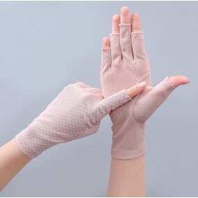 Summer UV Gloves Factory - OEM/ODM Hot Pink Dot Women Anti slip Sun Proof Protection