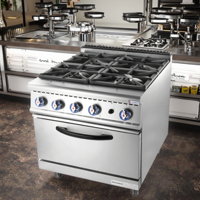 Gas Stove Supplier - Commercial 4-Burner with Fryer Full Series Kitchen Gas