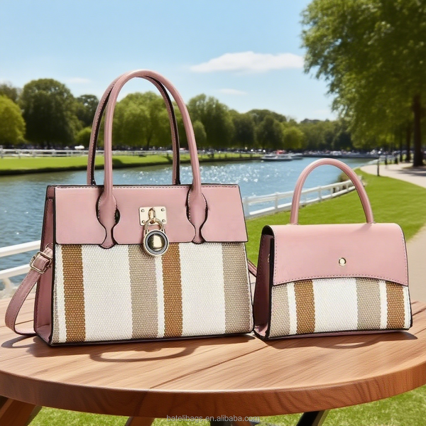 Women's Tote Bag Factory - OEM Casual Multi-color Striped 2-Piece Set