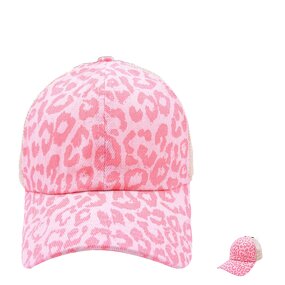 Baseball Cap Supplier - OEM/ODM Women's Leopard Printed Ponytail Trucker Hat