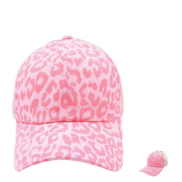 Baseball Cap Supplier - OEM/ODM Women's Leopard Printed Ponytail Trucker Hat
