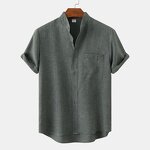T-Shirt Factory - OEM/ODM Men's Summer Cotton Linen Stand Collar Top