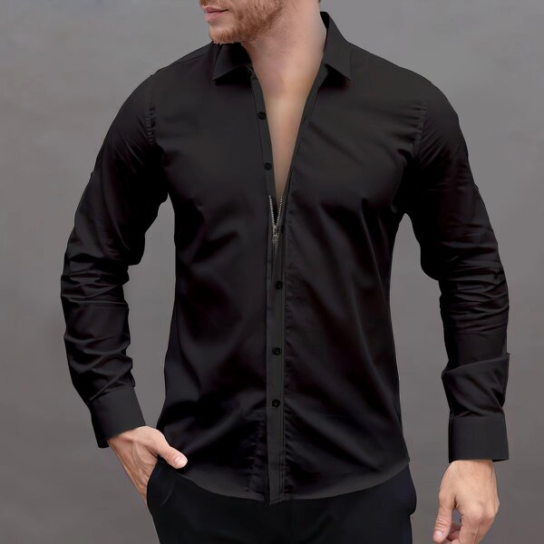 Shirt Factory - OEM/ODM Fashion Lapel Zipper Button Dress Shirt