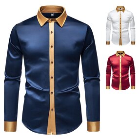 Shirt Supplier - OEM/ODM Luxury Color Blocked Satin Men's Shirt