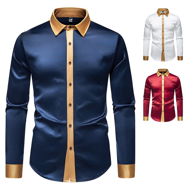 Shirt Supplier - OEM/ODM Luxury Color Blocked Satin Men's Shirt